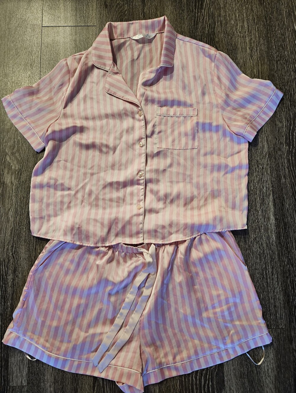 Primark Pink & White Striped Short Pajama Set